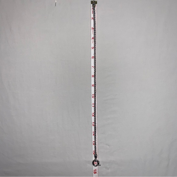 Silver Necklace with Double Row Charm Chain Necklace 17" Lobster Clasp - Picture 6 of 9